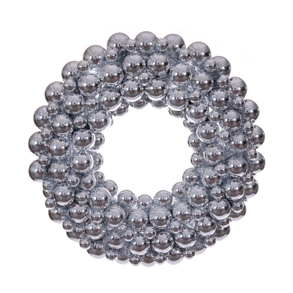 N251907UV 28 in. Silver UV-Treated Ball Wreath Ornament
