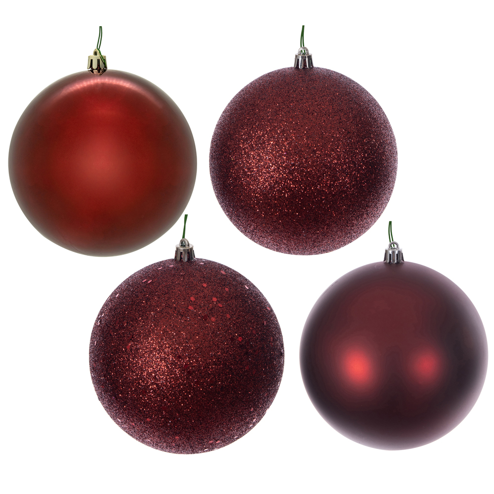 N592563DA 10 in. Crimson Red 4 Finish Ball Assortment Drill Ornament