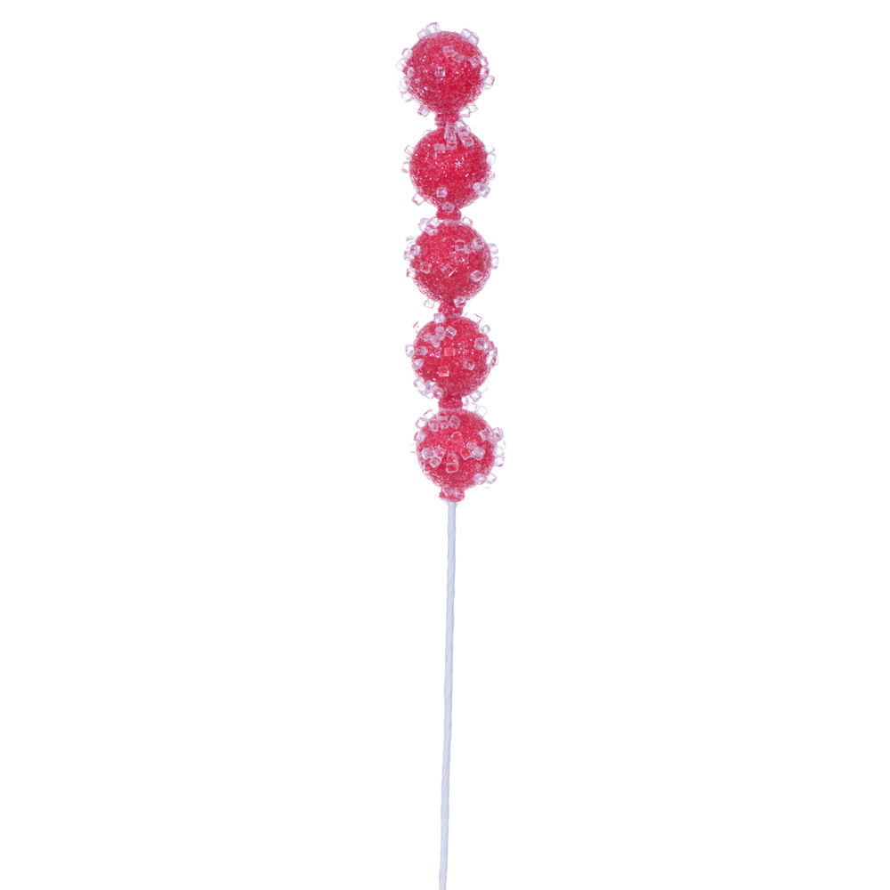 MC254403 15 in. Red Icy Sugar Ball Pick, 6 per Bag