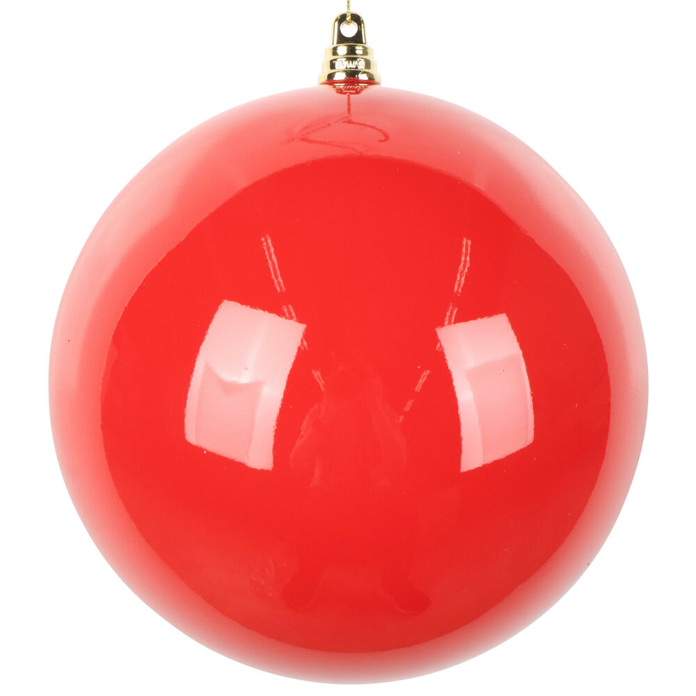 MT250603W 6 in. Enamel Ball Ornament, Red - 4 per Bag