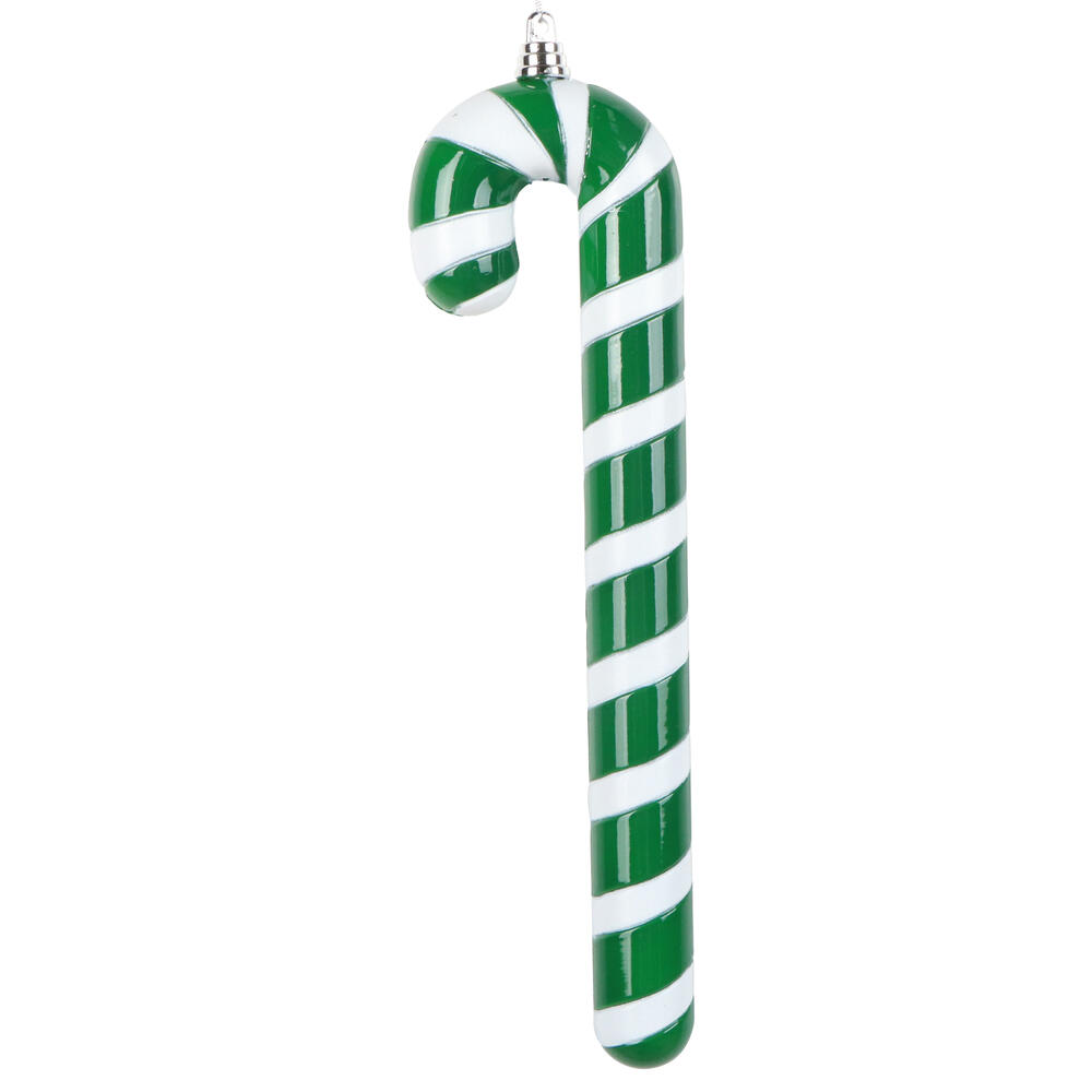 MT251604W 12 in. Green Enamel Candy Cane Ornament - 2 per Bag