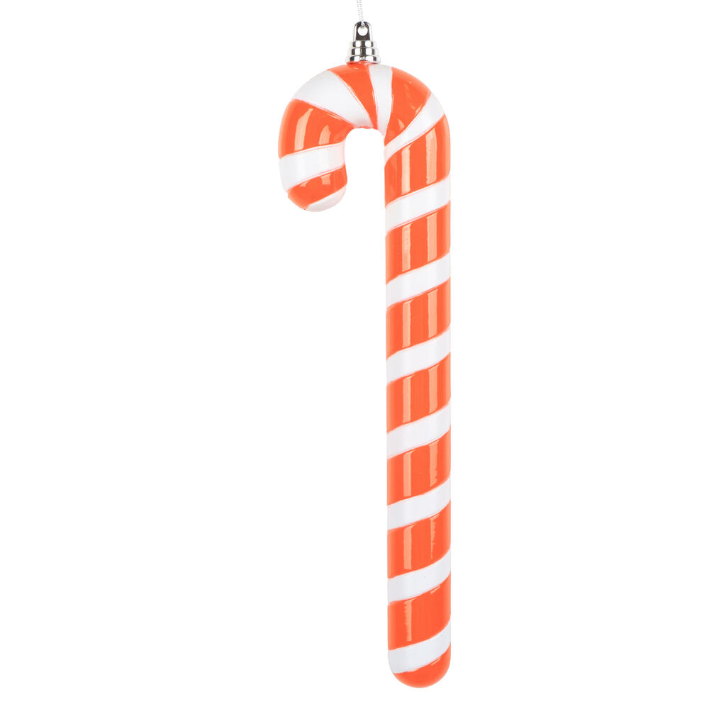MT251628W 12 in. Orange Enamel Candy Cane Ornament - 2 per Bag