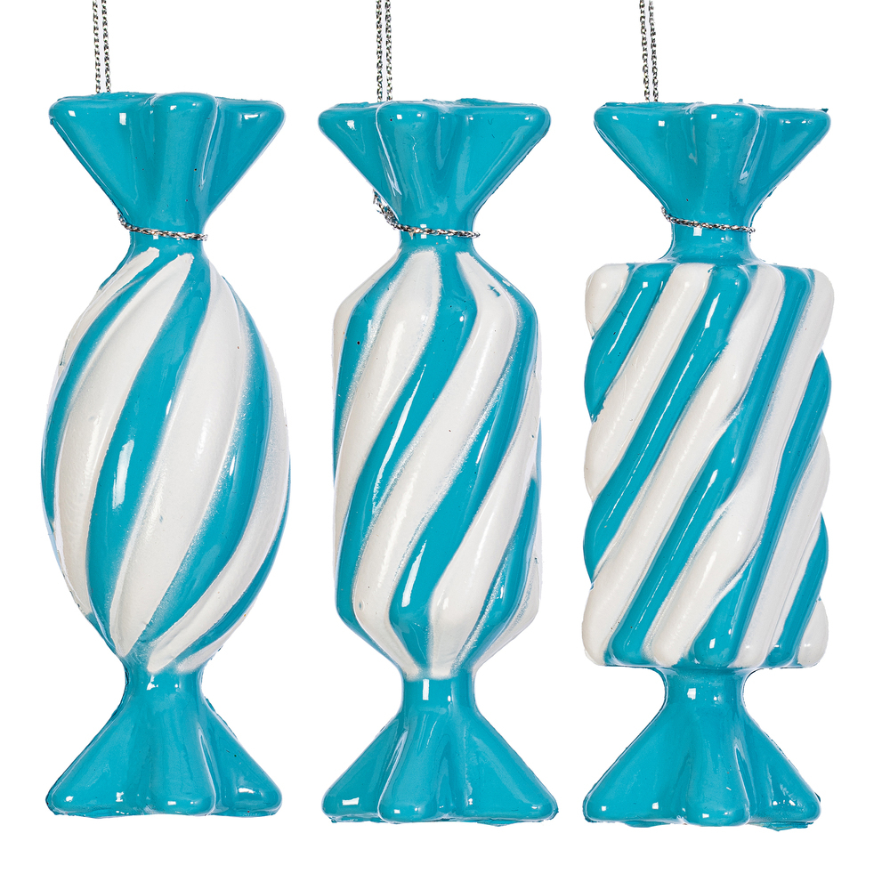MT253252W 4 in. Light Blue Swirl Enamel Candy Assortment Ornament - 6 per Bag