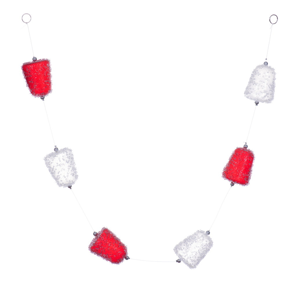 MT254699 4 ft. Red & White Icy Sugar Gum Drop Garland Ornament