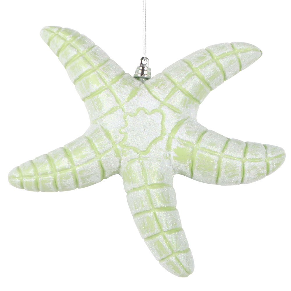 MT255854W 10 in. Celadon Starfish Glitter Ornament