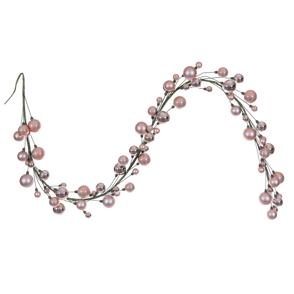 N250158 6 ft. Rose Gold Ball Branch Garland, 1-2 in.
