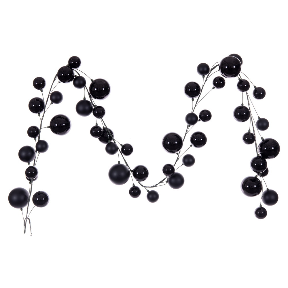 N250317 10 ft. Ball Branch Garland, Black - 2.4-4 in.