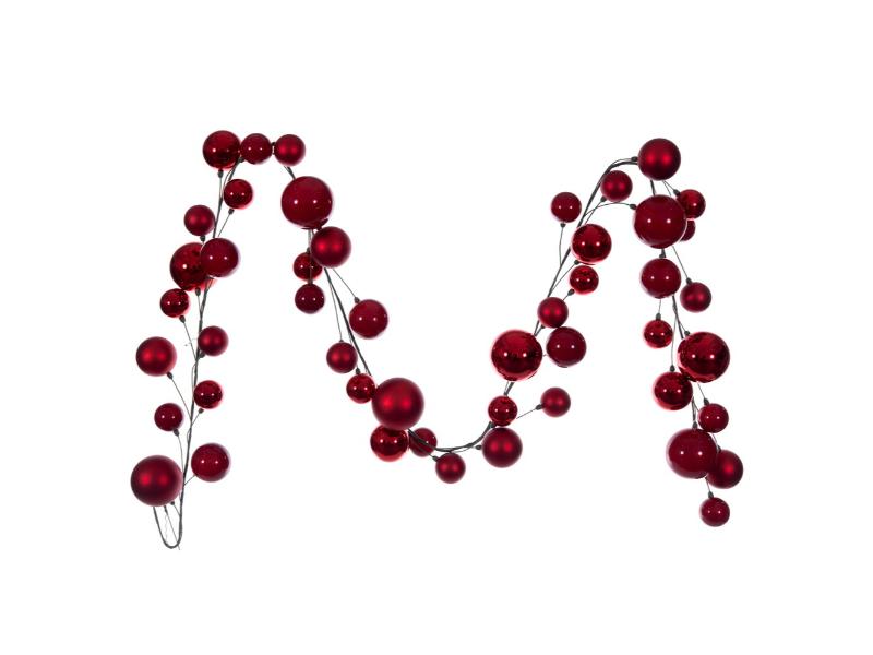 N252303 10 ft. Red Ball Branch Garland
