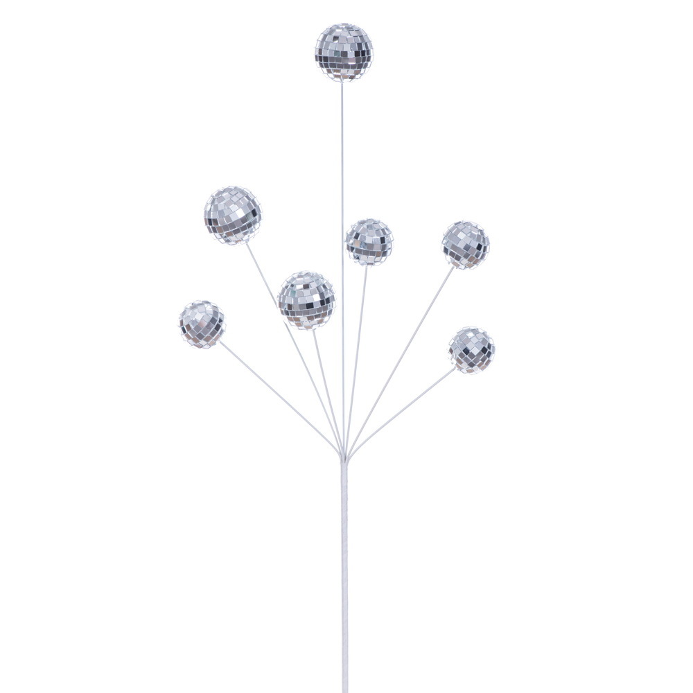MC253607 24 in. Silver Shiny Mirror Ball Pick - 2 per Bag