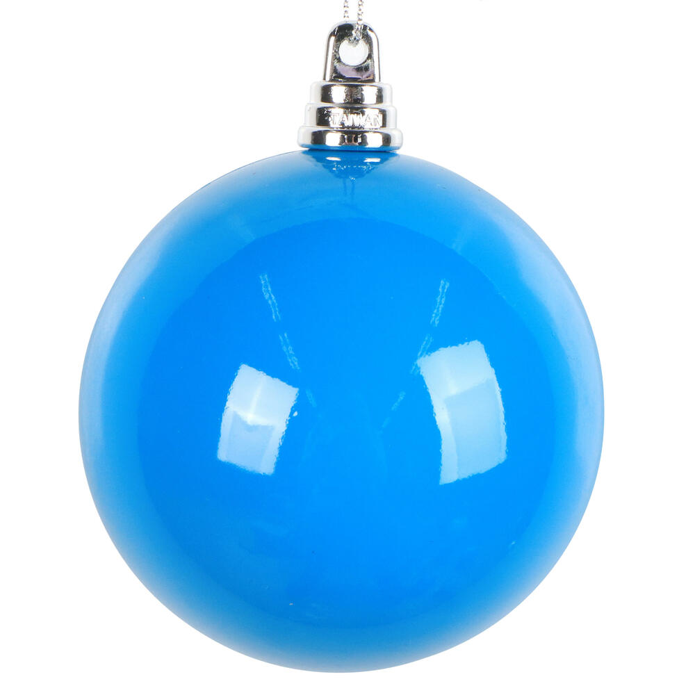 MT250302W 3 in. Enamel Ball Ornament, Blue - 12 per Bag