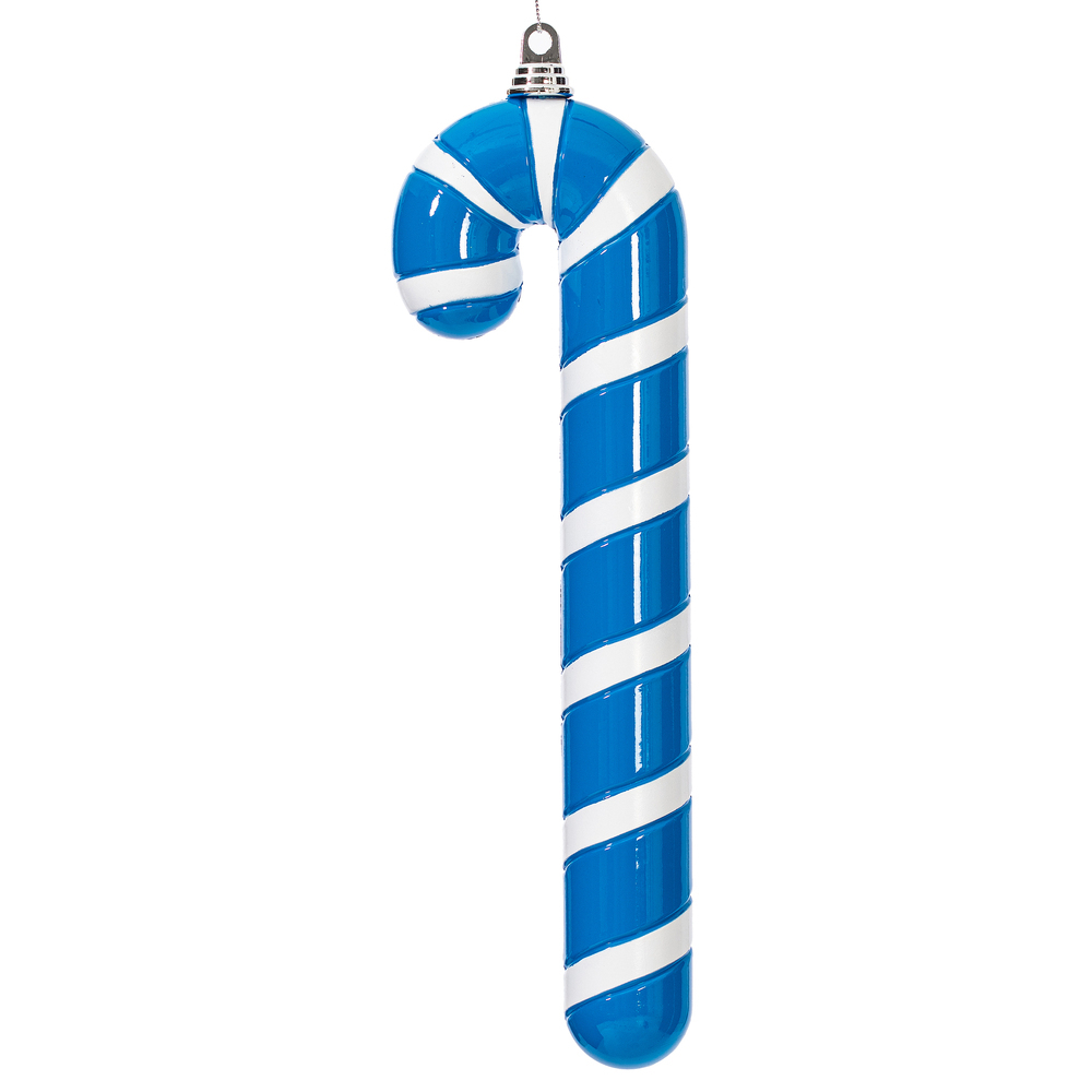 MT251802W 18 in. Blue Enamel Candy Cane Ornament