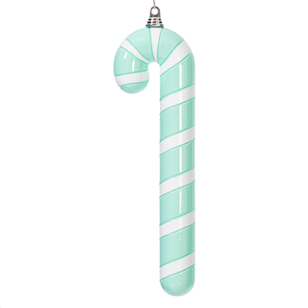 MT251827W 18 in. Aqua Enamel Candy Cane Ornament