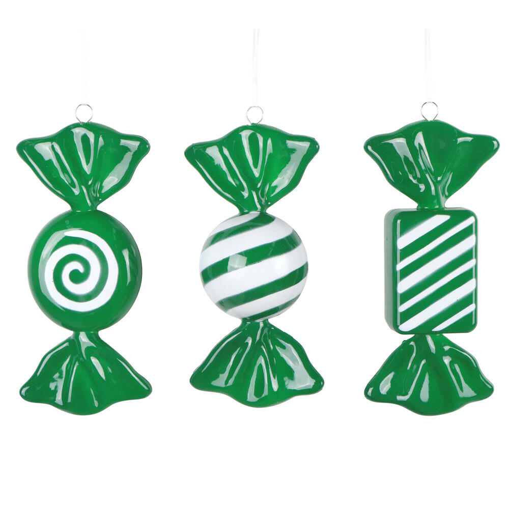 MT252804W 7.5 in. Green Enamel Candy Assortment Ornament - 3 per Bag