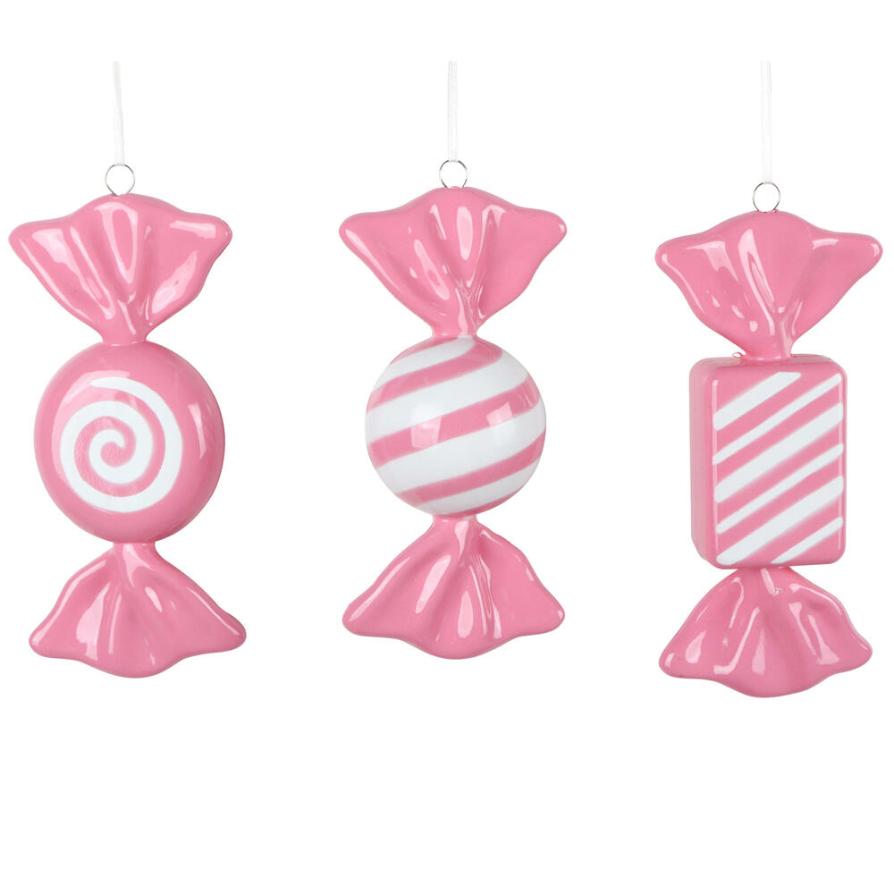 MT252859W 7.5 in. Hot Pink Enamel Candy Assortment Ornament - 3 per Bag