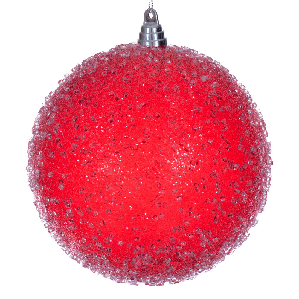 MT254203W 8 in. Red Icy Sugar Ball Ornament