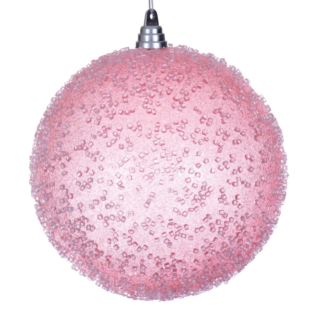 MT254279W 8 in. Pink Icy Sugar Ball Ornament