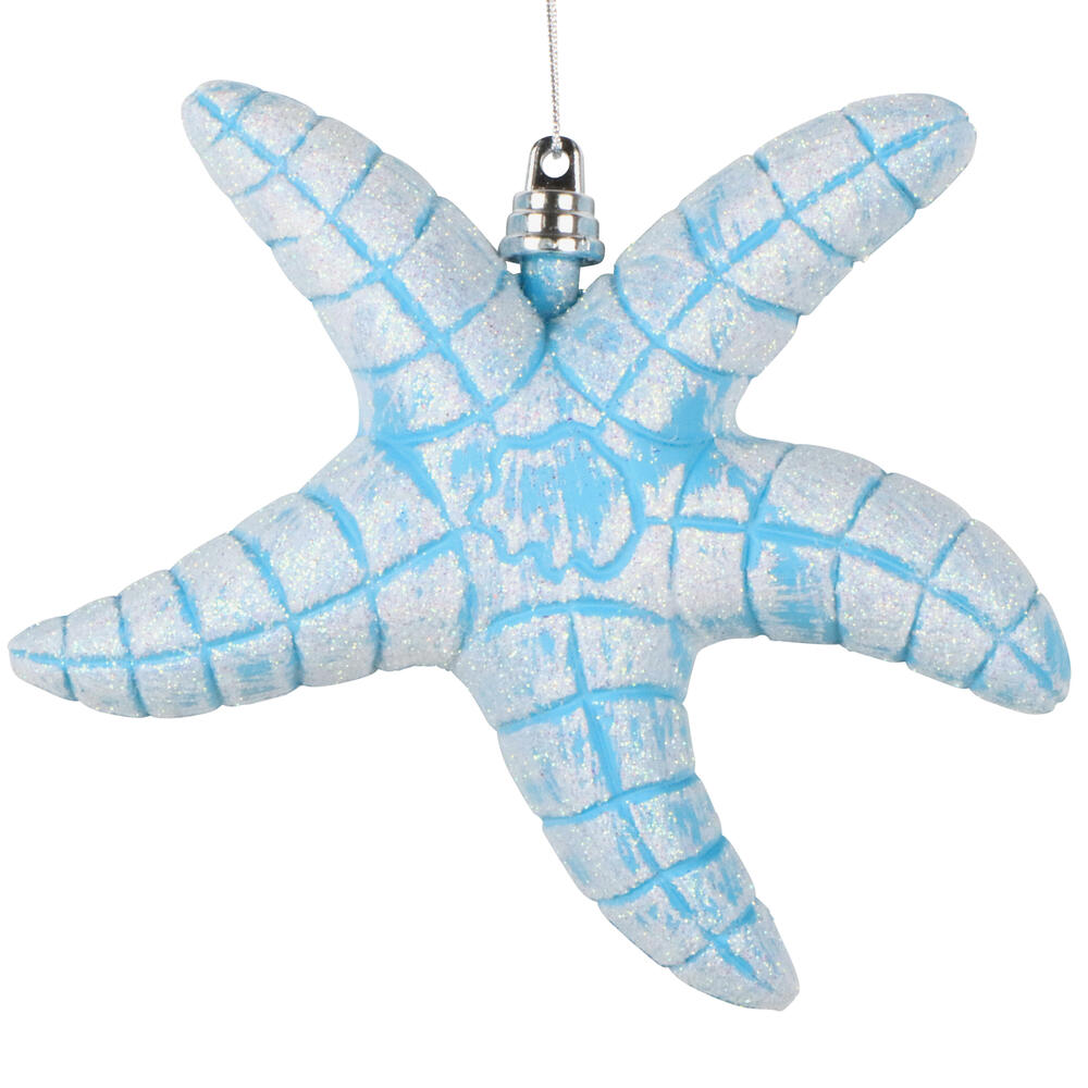 MT255612W 6.5 in. Turquoise Starfish Glitter Ornament - 2 per Bag