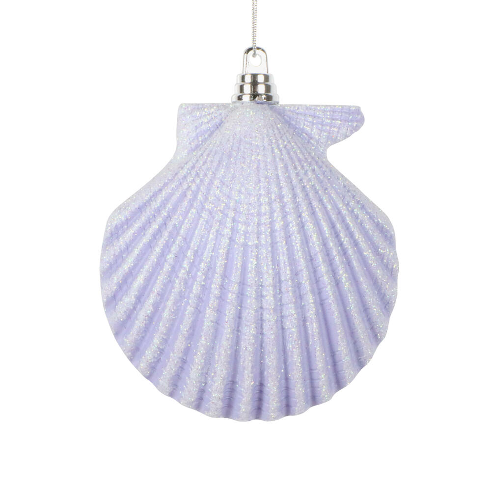 MT256686W 4 in. Purple Seashell Glitter Ornament - 3 per Bag