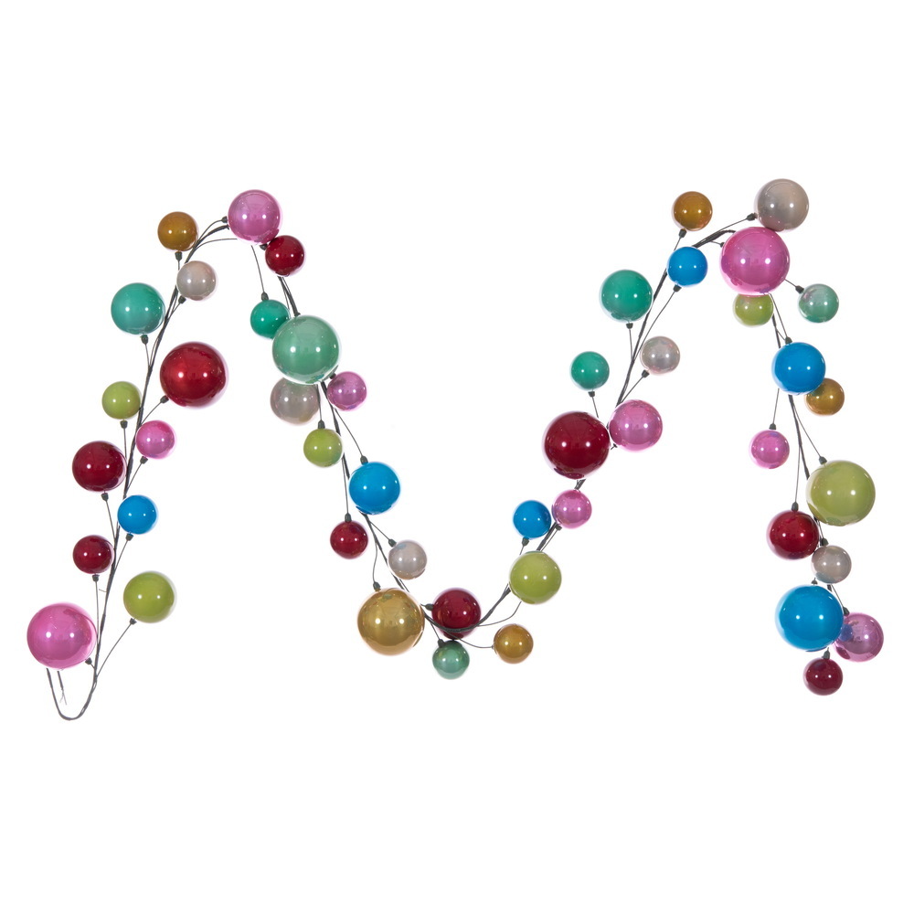 N250394 10 ft. Ball Branch Garland, Multi Color - 2.4-4 in.