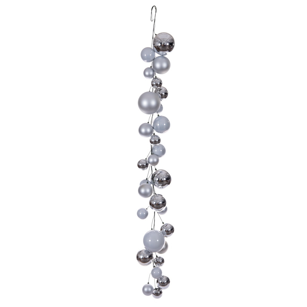 N250507 6 ft. Silver Ball Branch Garland, 4-6 in.