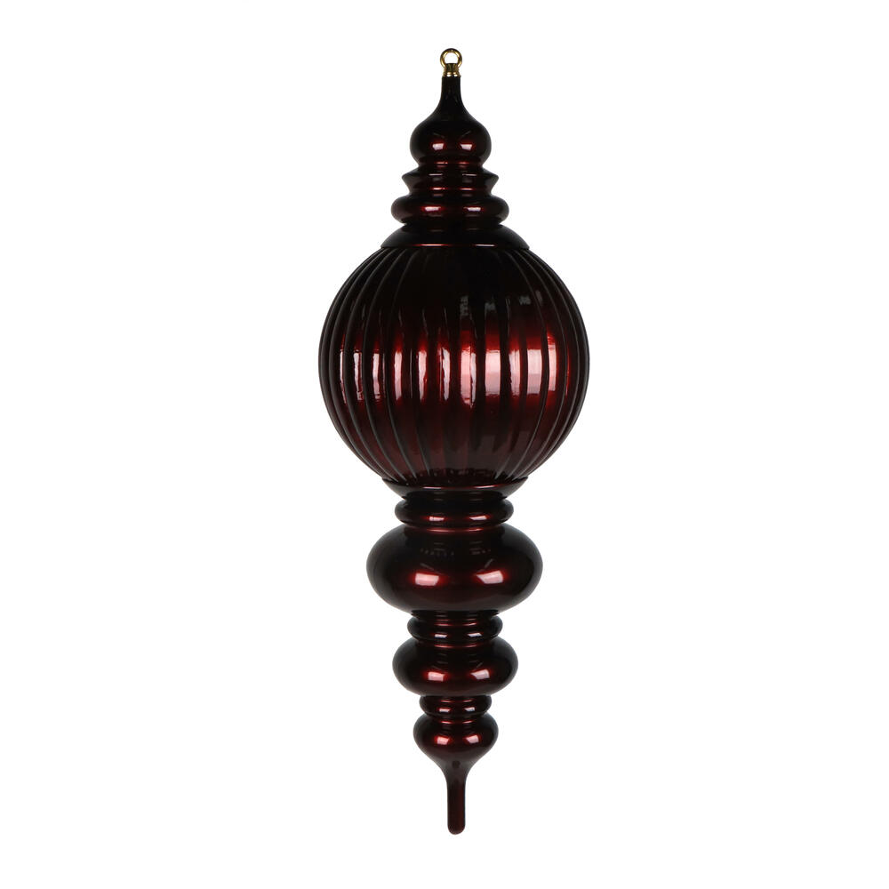MT257265UV 35 in. Burgundy UV Candy Stripe Finial Ornament