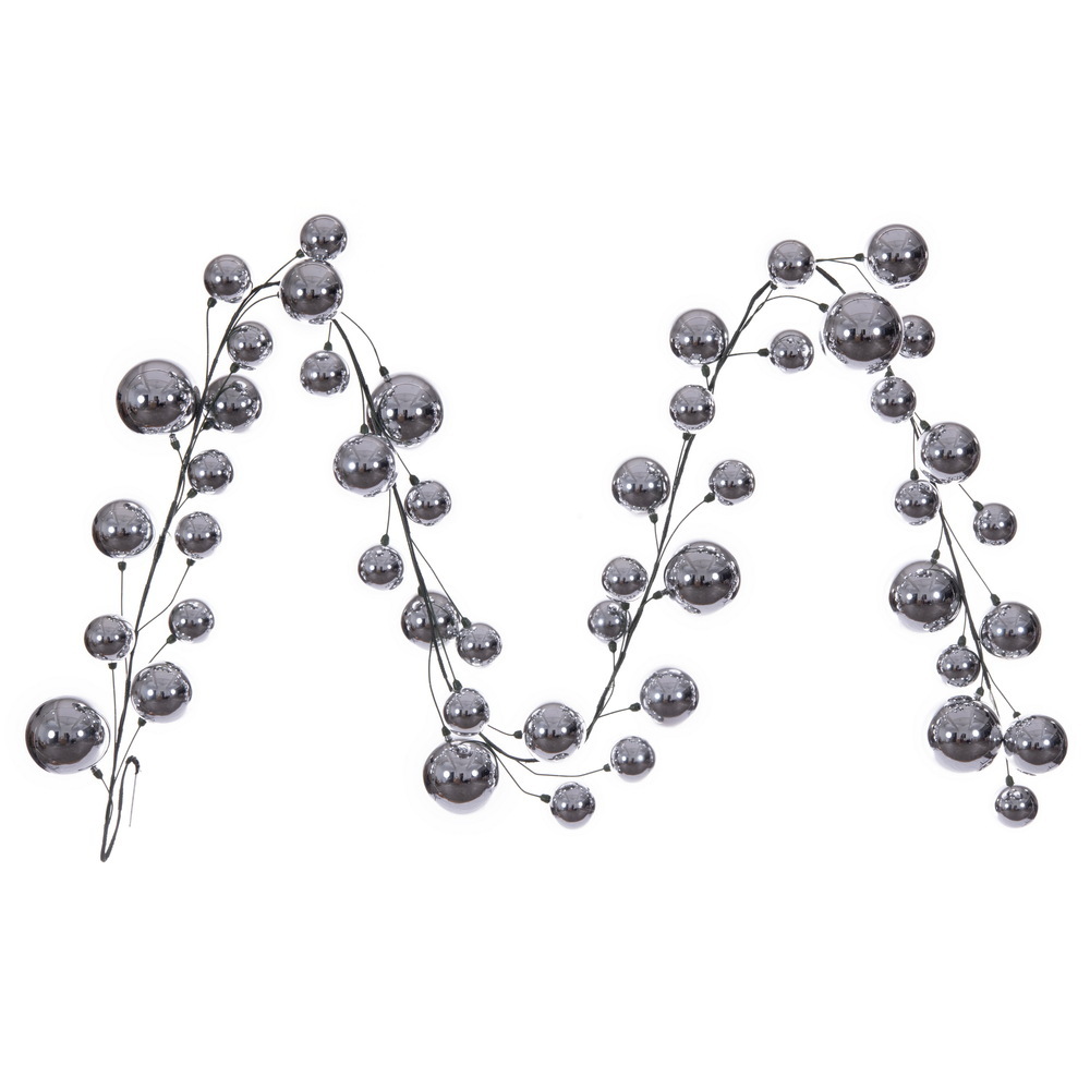 N251307 10 ft. Silver Ball Branch Garland