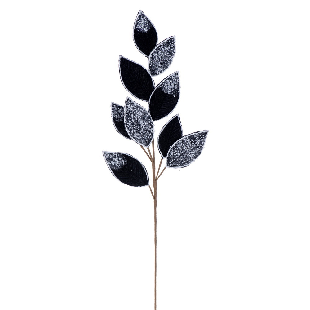 RG253317 32 in. Black Velvet Pearl Leaf Spray - 2 per Bag
