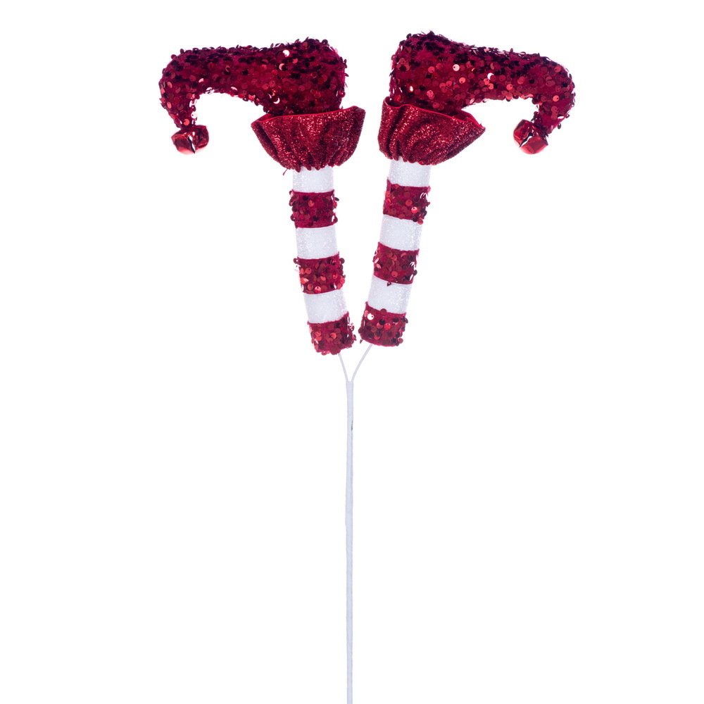 RPQ253327 27.5 in. Red & White Elf Legs Spray