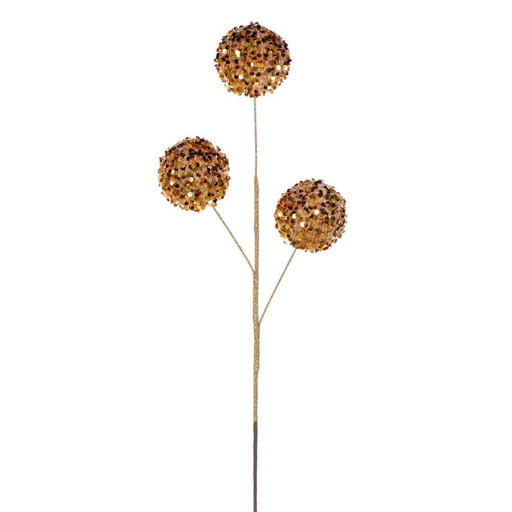 RPQ254108 26 in. Gold Sequin Triple Ball Spray - 2 per Bag
