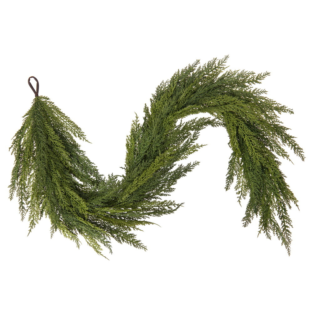 RY250180 72 in. Green Deluxe Cedar Christmas Garland