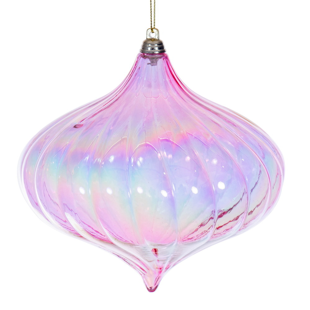 MC251479W 6 in. Pink Iridescent Onion Ornament - 2 per Bag
