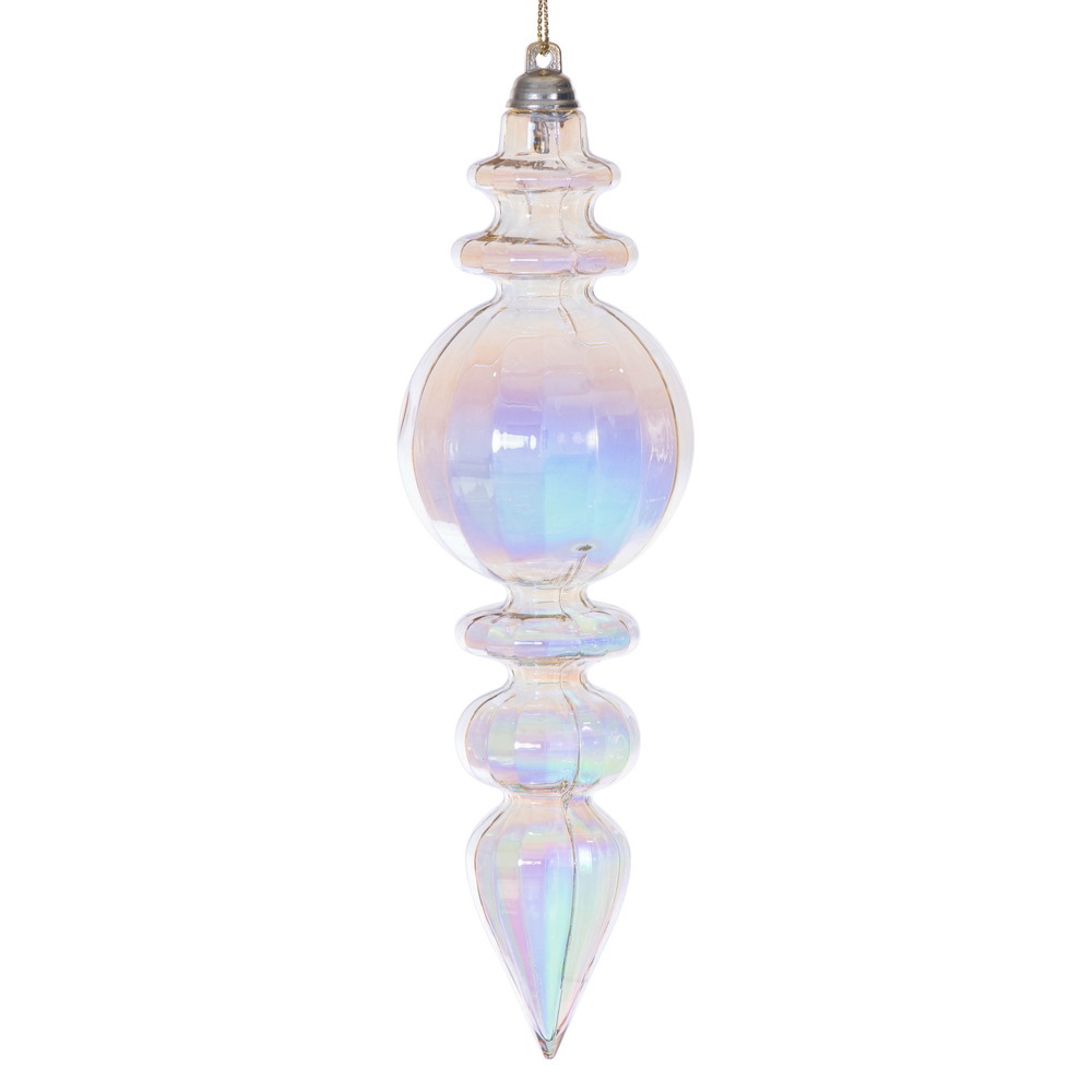 MC252338W 7.5 in. Champagne Iridescent Finial Ornament - 2 per Bag