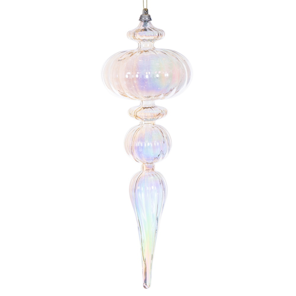 MC252738W 12 in. Champagne Iridescent Finial Ornament