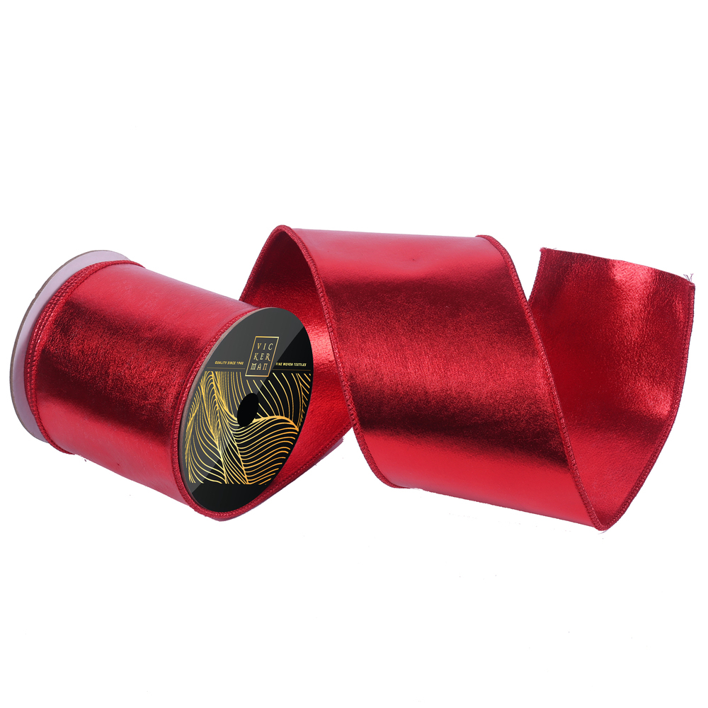 QK251803 4 in. x 10 Yard Red Foil Ribbon