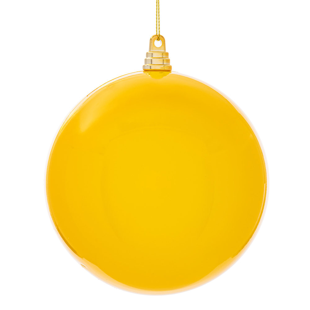 MT250678W 6 in. Yellow Enamel Ball Ornament - 4 per Bag