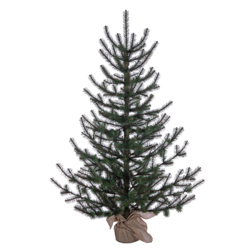 G252050 5 ft. x 43 in. Tabiona Pine Artificial Un-Lit Christmas Tree - 306 Realistic Blend of PVC & Hard Needle Tips & Decorative Burlap Base - Green