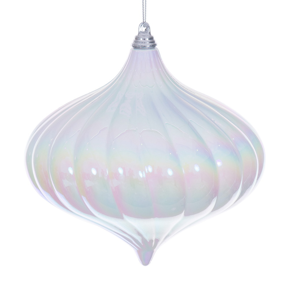 MC251411W 6 in. White Iridescent Onion Ornament - 2 per Bag