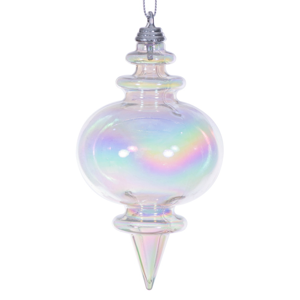 MC251600W 5 in. Clear Iridescent Finial Ornament - 3 per Bag