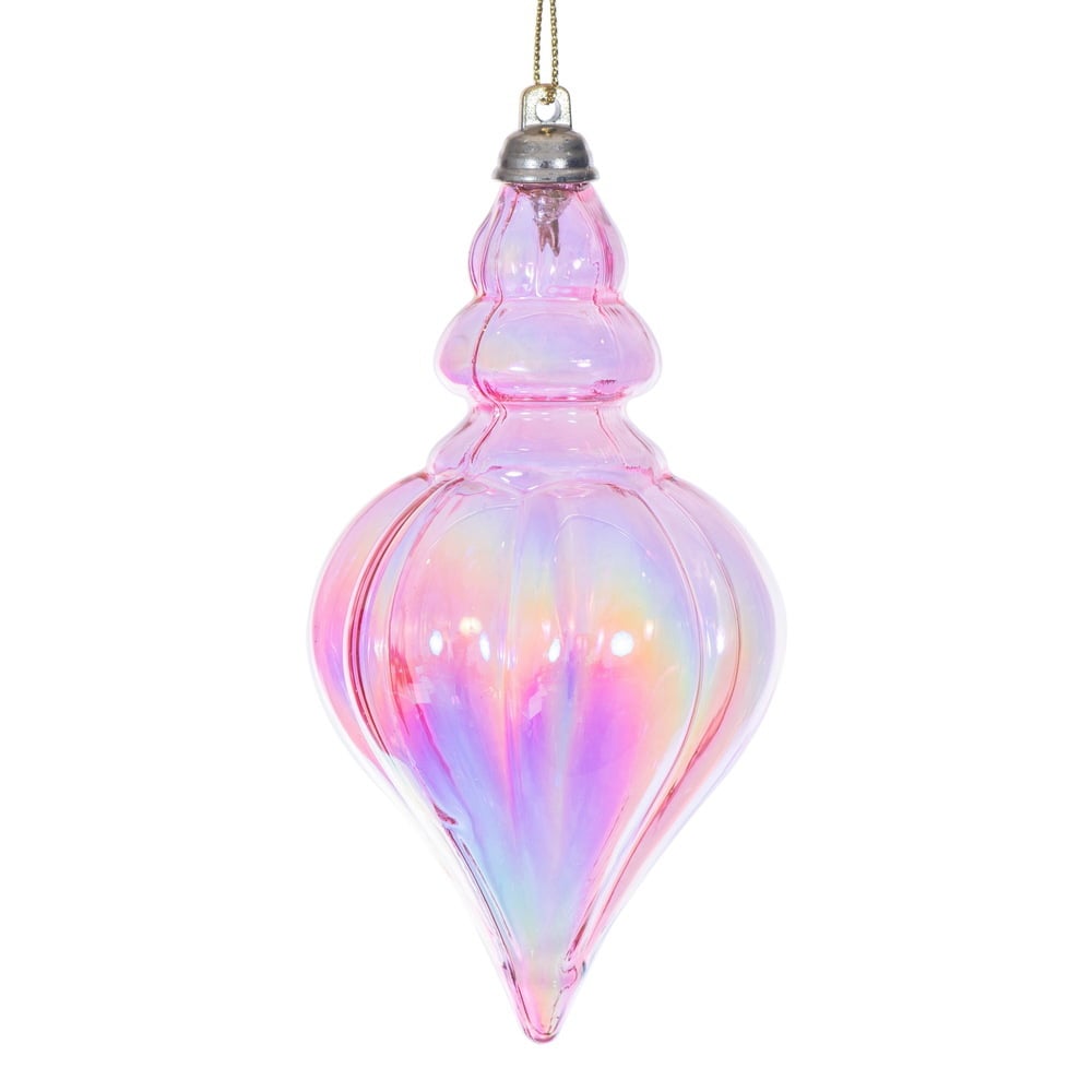 MC251879W 5 in. Pink Iridescent Drop Ornament - 3 per Bag