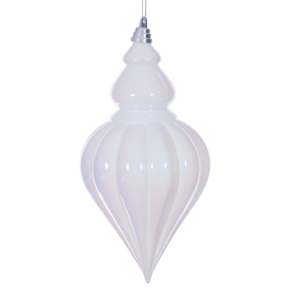 MC251911W 12 in. White Iridescent Drop Ornament
