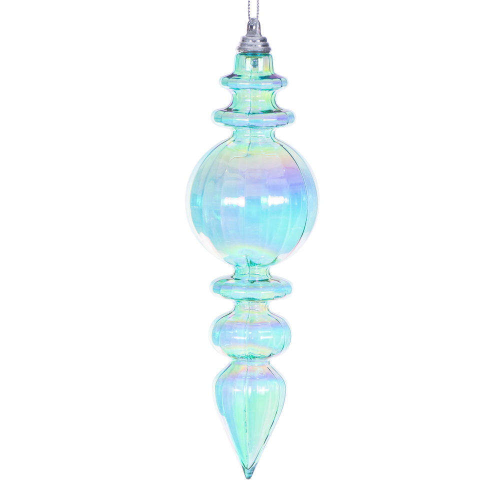 MC252342W 7.5 in. Teal Iridescent Finial Ornament - 2 per Bag
