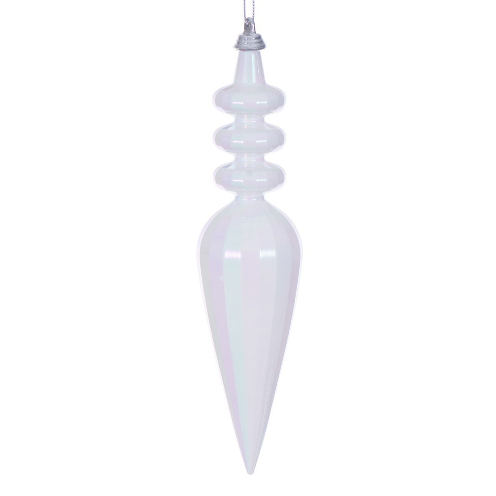 MC252511W 8.5 in. White Iridescent Finial Ornament - 2 per Bag