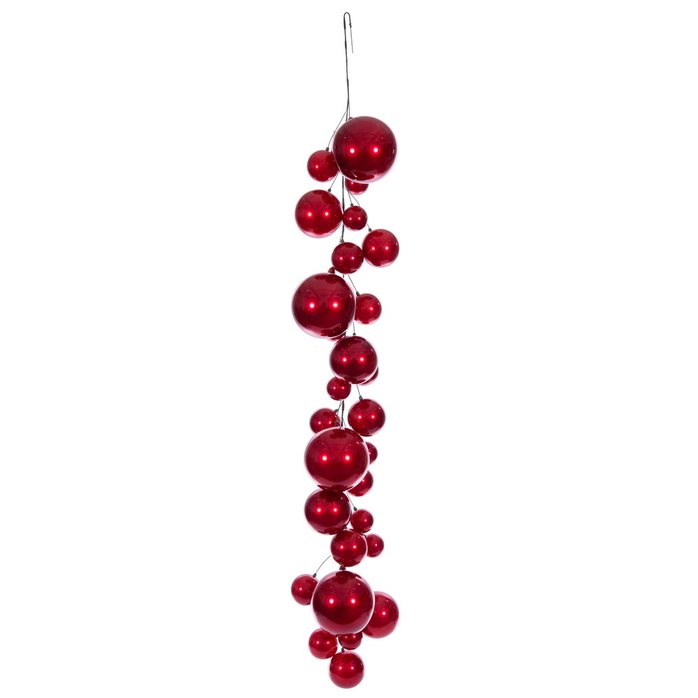 N252703 6 ft. Red Ball Branch Garland
