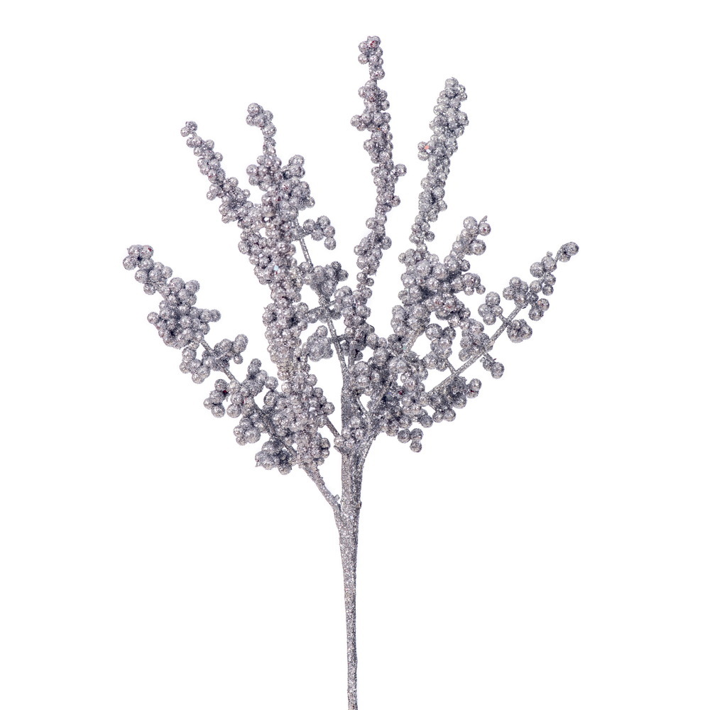 P250107UV 18 in. Silver Glittery Berry UV Spray - 3 per Bag