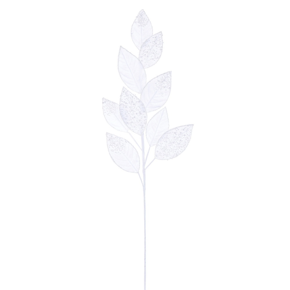 RG253311 32 in. White Velvet Pearl Leaf Spray - 2 per Bag