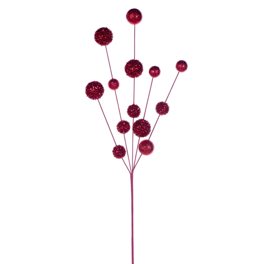 RPQ251703 28 in. Red Glitter Ball Spray - 2 per Bag