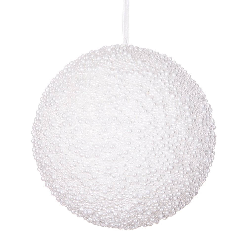 EH241210 10 in. White Pearl Ball Ornament