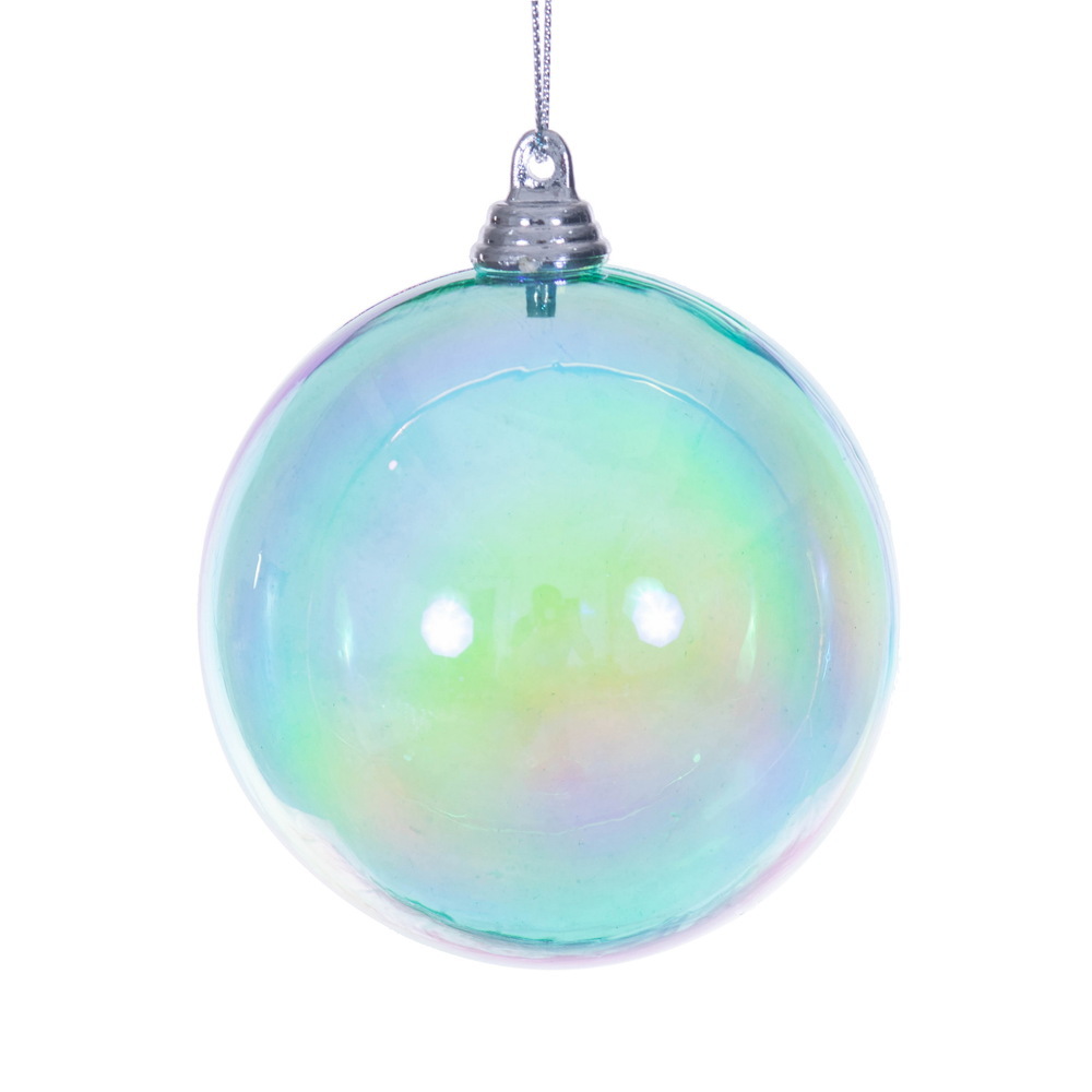 MC250042W 3 in. Teal Iridescent Ball Ornament - 6 per Bag