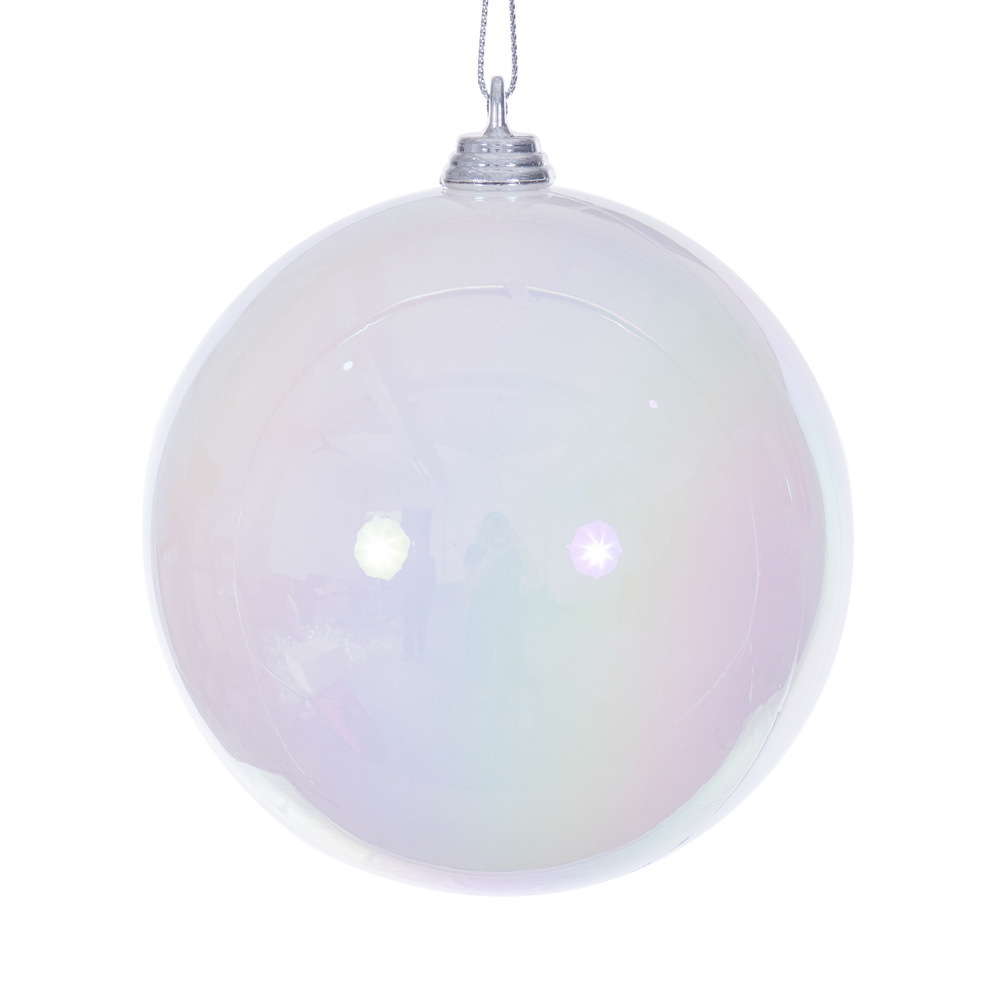 MC250111W 4 in. White Iridescent Ball Ornament - 4 per Bag
