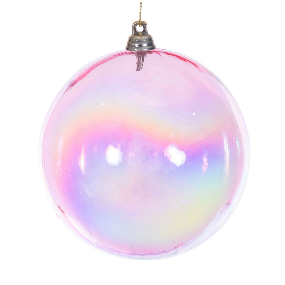 MC250179W 4 in. Pink Iridescent Ball Ornament - 4 per Bag